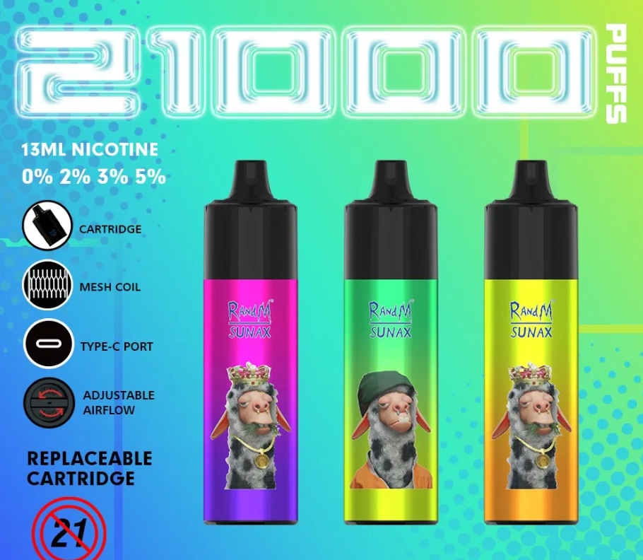 RandM Sunax 21000 Puffs：驚異の持続性と息をのむクールミント体験、次世代ディスポーザブルの頂点へ